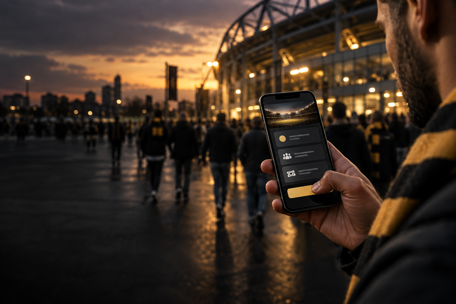 Fan accessing a digital club experience on a mobile phone